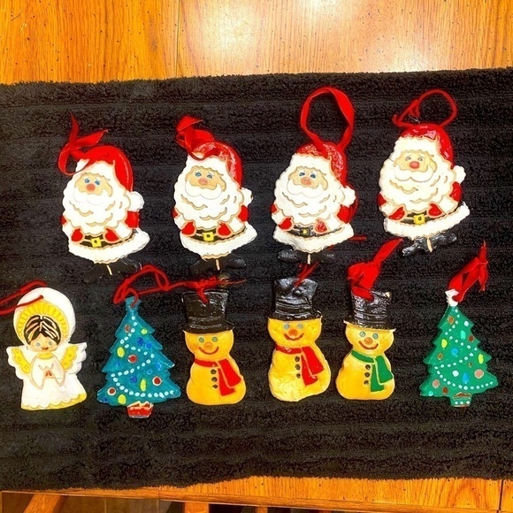 Set of 10 Christmas ornaments made of bread dough, rare find, 1980’s vintage - Picture 1 of 4
